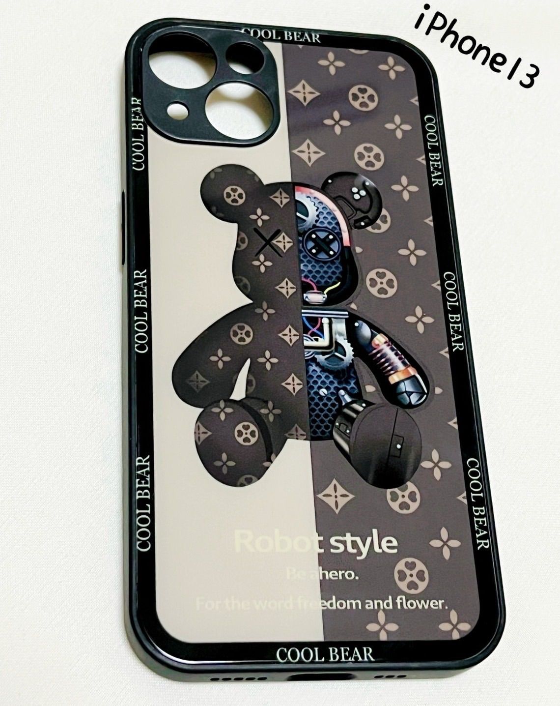 iPhone13 韓国 人気 かわいい ケース くま柄 ブラウン - メルカリ