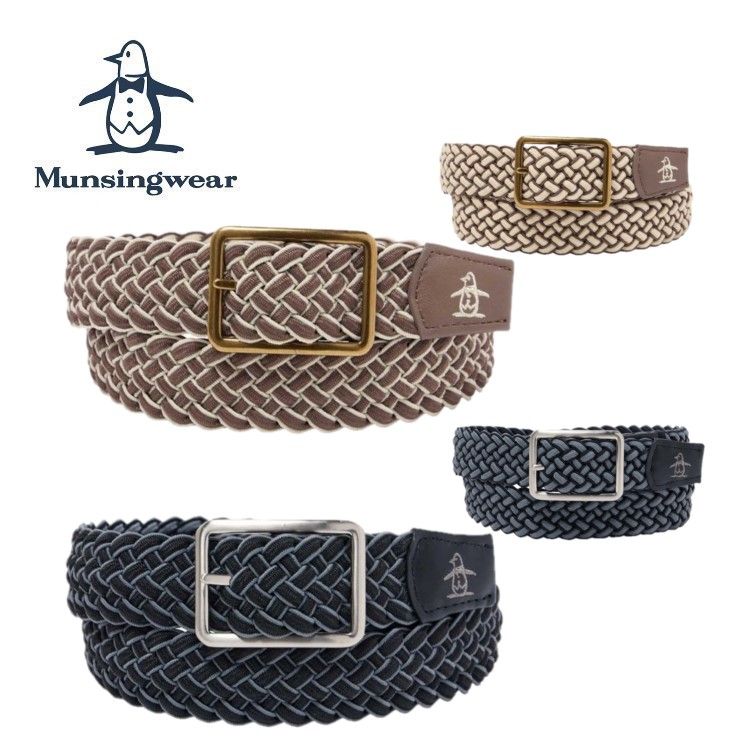 25秋冬 マンシングウェア Munsingwear メンズ リバーシブルゴムメッシュベルト MG5FBL00M ペンギン刺? ストレッチ 3.5cm幅