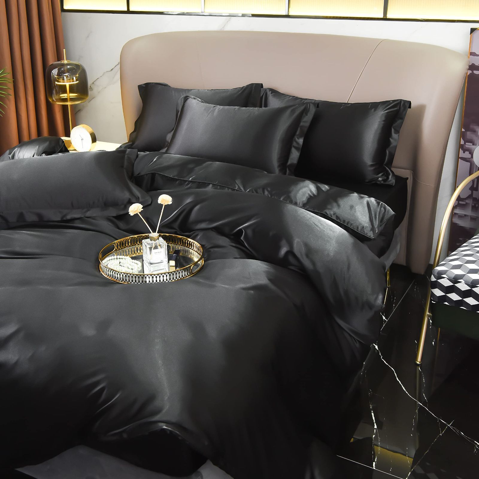 Size:シングル_Color:ブラック GraceVally Premium商品 布団カバー