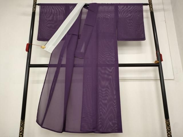 平和屋着物 夏物 色無地 絽 葡萄色 洗える着物 AABB0575st