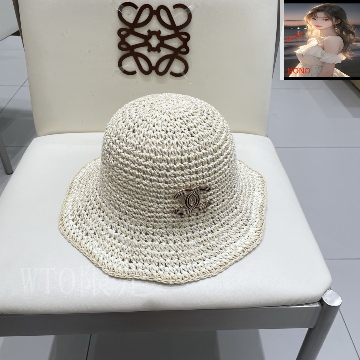 訳ありお値下げ★シャネル★美品★上質ストローハット★58★白 今日特価】CHANEL みストローハット - メルカリ
