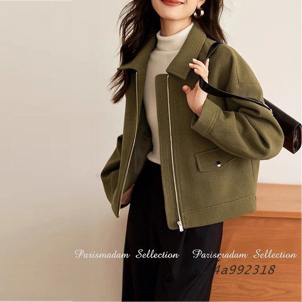 ショートブルゾン カジュアルジャケット ジャンバー 長袖 襟付き ビジネス 送料無料通勤通学20代30代40代50代60代 大きいサイズ有り Sから３L kni4a992318