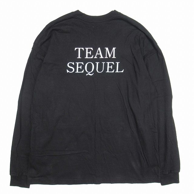 美品 23ss シークエル SEQUEL L/S T-SHIRT ロゴプリント 長袖 Tシャツ ロンT クルーネック カットソー XL 黒 ブラック  SQ-23SS-LT-01/▲I84/メンズ