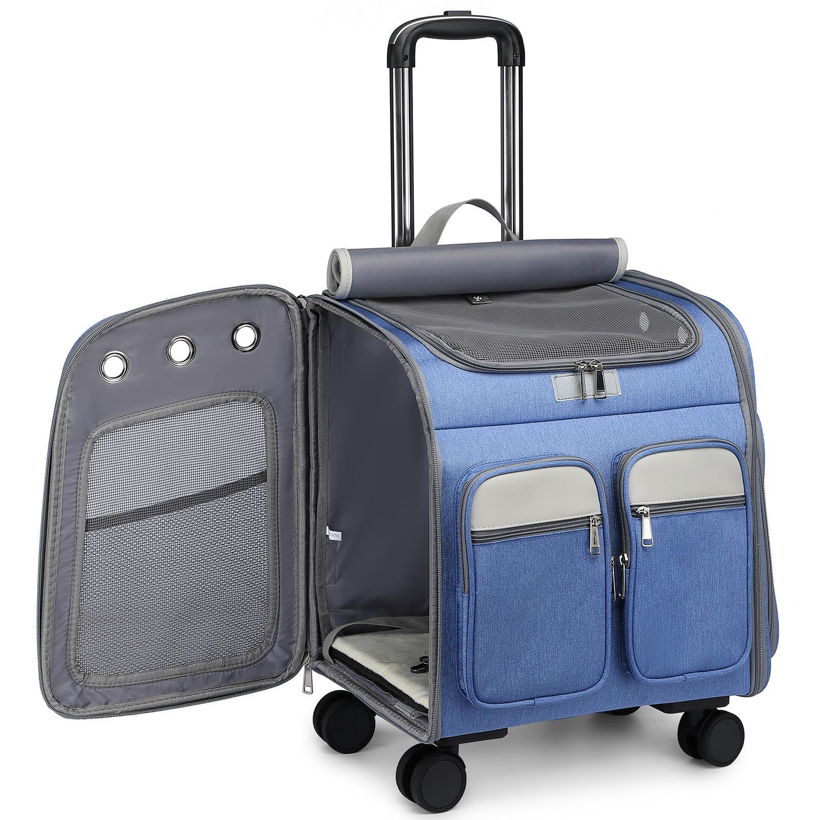 商品 旅行 通院 お散歩に 犬 猫対応 折り畳み 通気性メッシュ-軽量 4WAY 設計 リュック 春のお出かけを快適に ペットキャリー キャスター付き OXSITO