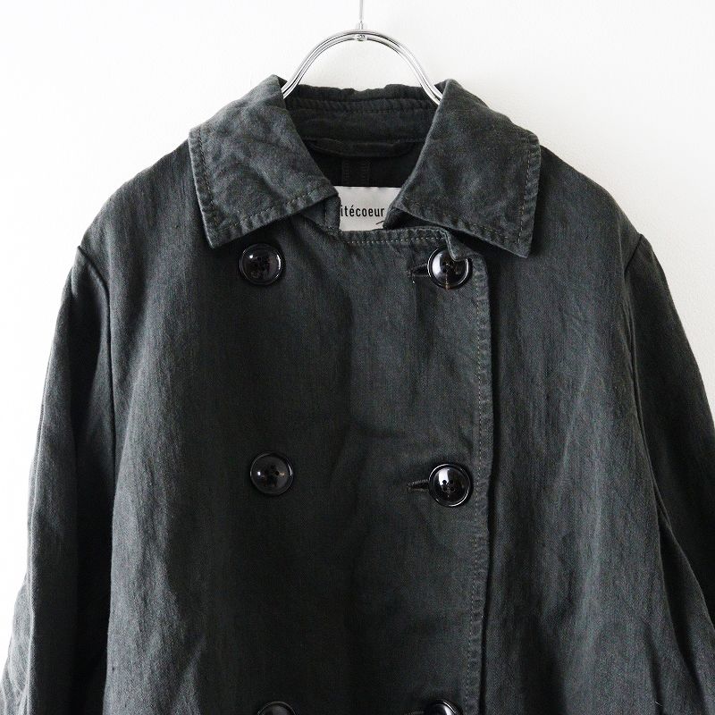ヴェリテクール Veritecoeur VC-2025 リネン ダブルブレスト ショートコート F｜チャコールグレー アウター ブルゾン 2400014638158 LLC-HASEGAWATOSO_COM