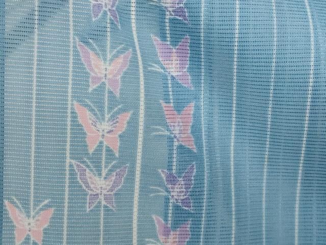 平和屋着物＊夏物 小紋 絽 舞蝶花文 洗える着物 未使用 CAAT7250vp