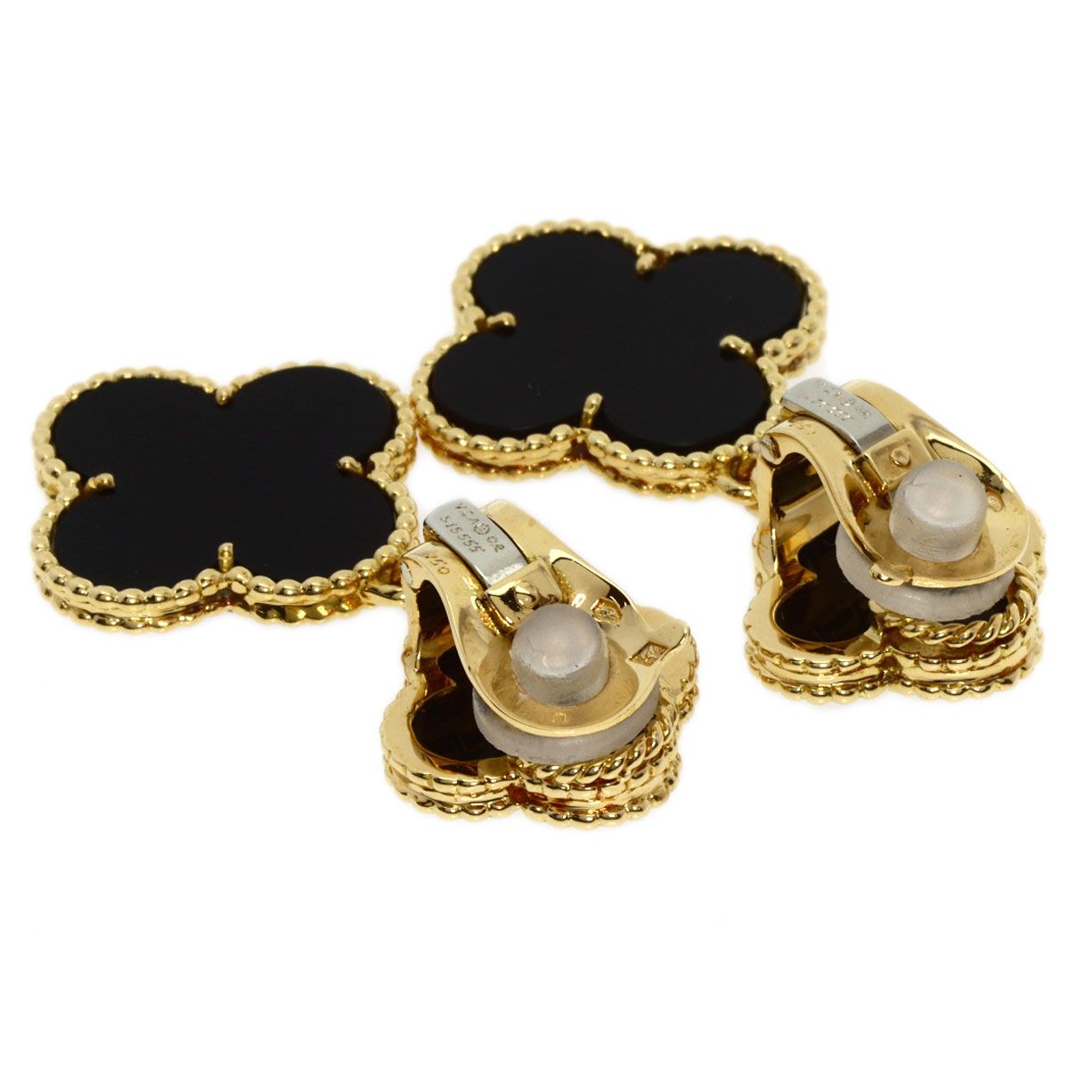 Vanckeef&arpels マジックアルハンブラオニキスYGイヤリングピアス ヴァンクリーフ&アーペル マジックアルハンブラ シェル オニキス