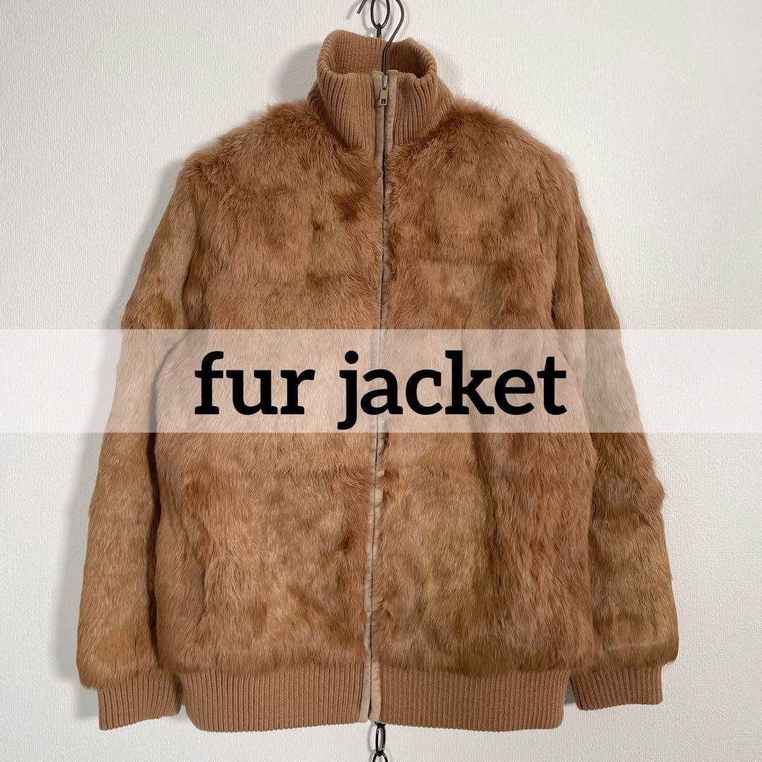 ヴィンテージ ラビットファー ドライバーズ リアルファー レディース サイズ9 M相当 毛皮 ベージュ系