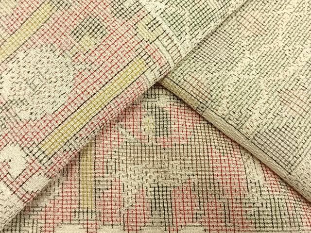 平和屋着物▽本塩沢 単衣 横段人物文 正絹 逸品 AAAW1594fy