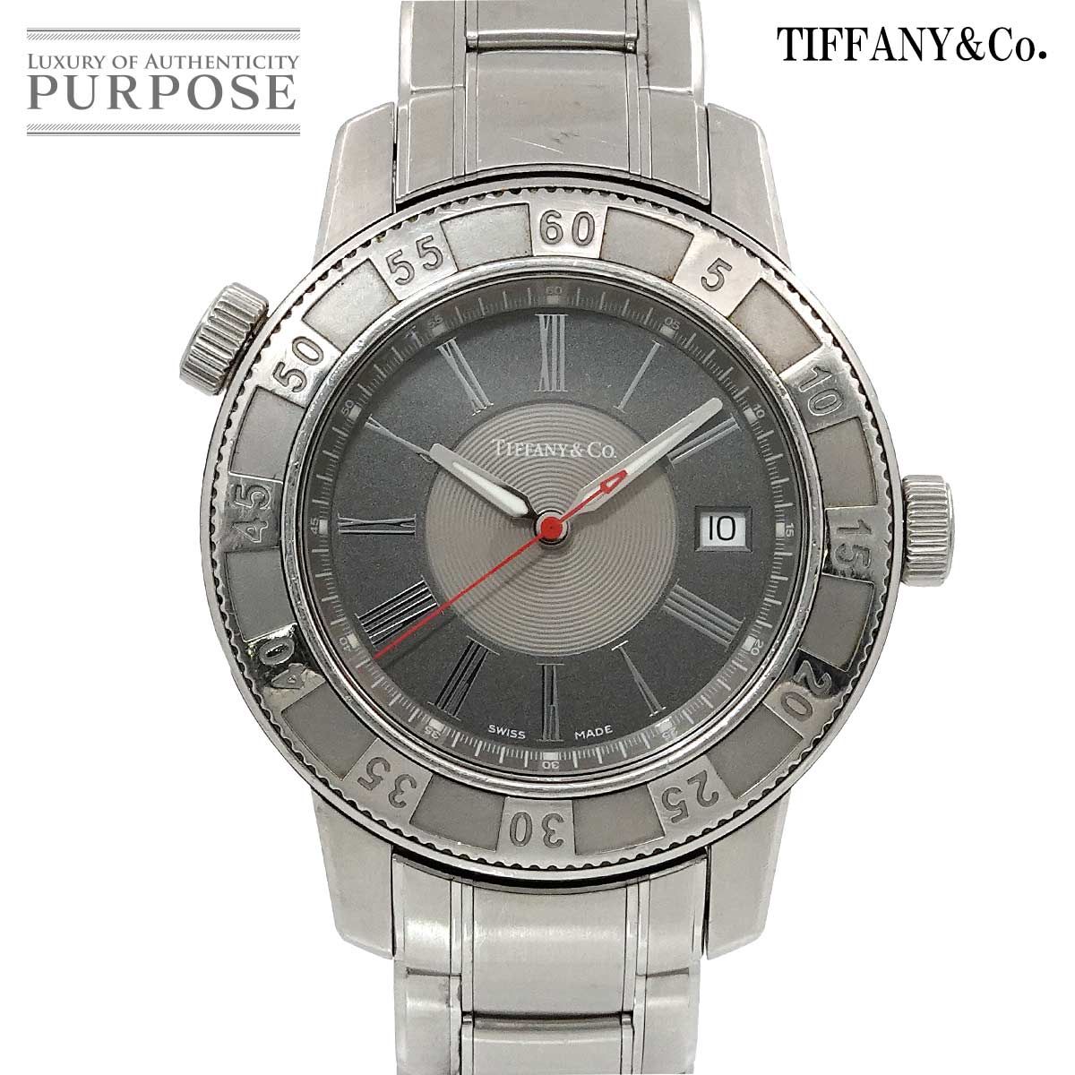 ティファニー TIFFANY-Co. マーク T-57 クロノグラフ メンズ 腕時計 デイト グレー クォーツ ウォッチ Mark 90284278