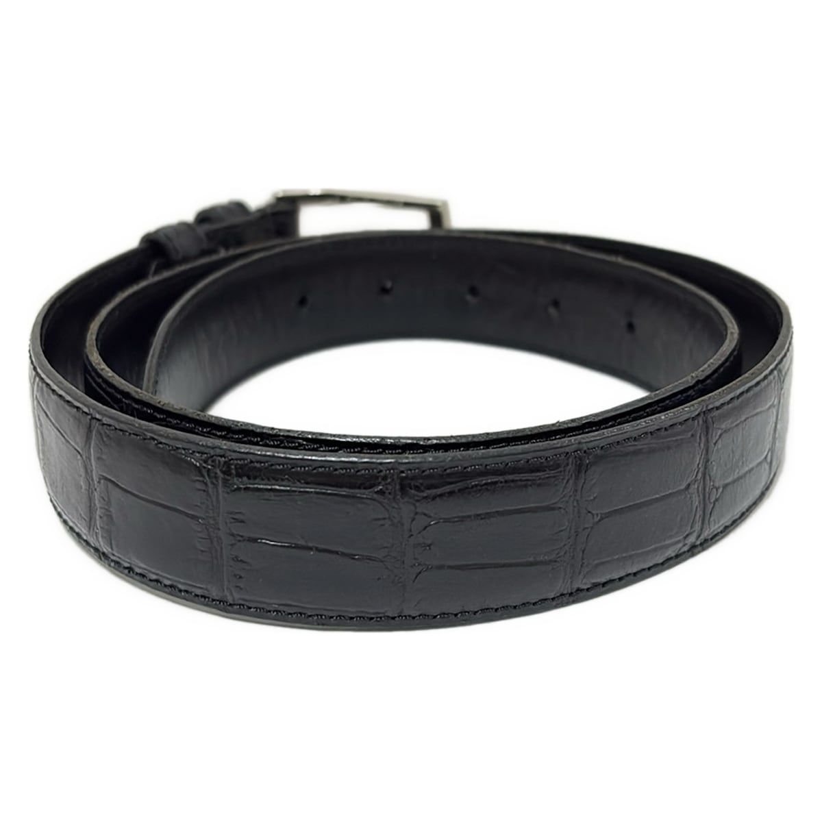 Felisi フェリージ ベルト 85|0746-85 - 黒×シルバー 型押し加工 レザー