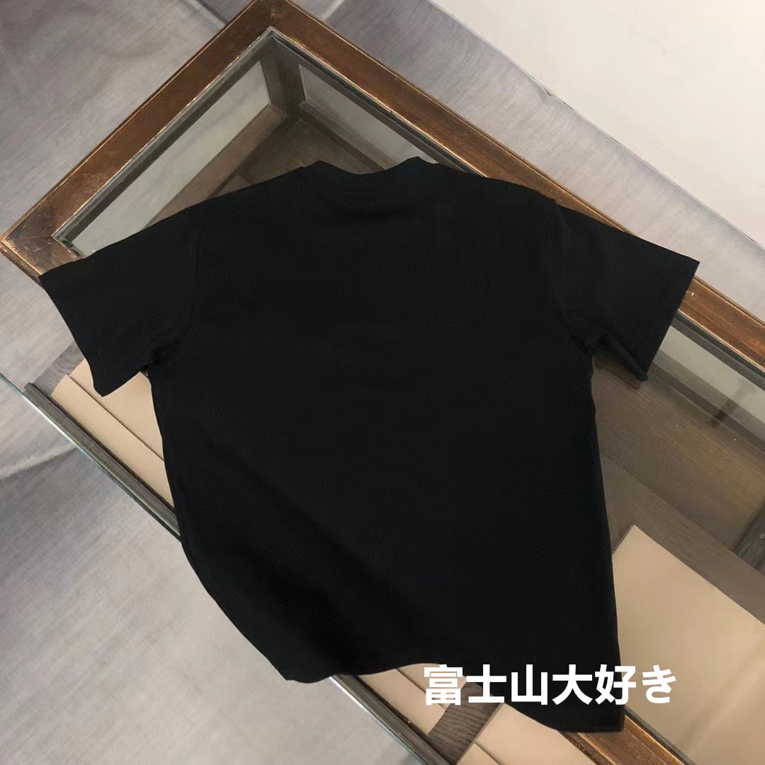 売り日本MONCLER ブラック ダブルロゴ Tシャツ 男女兼用 トップス