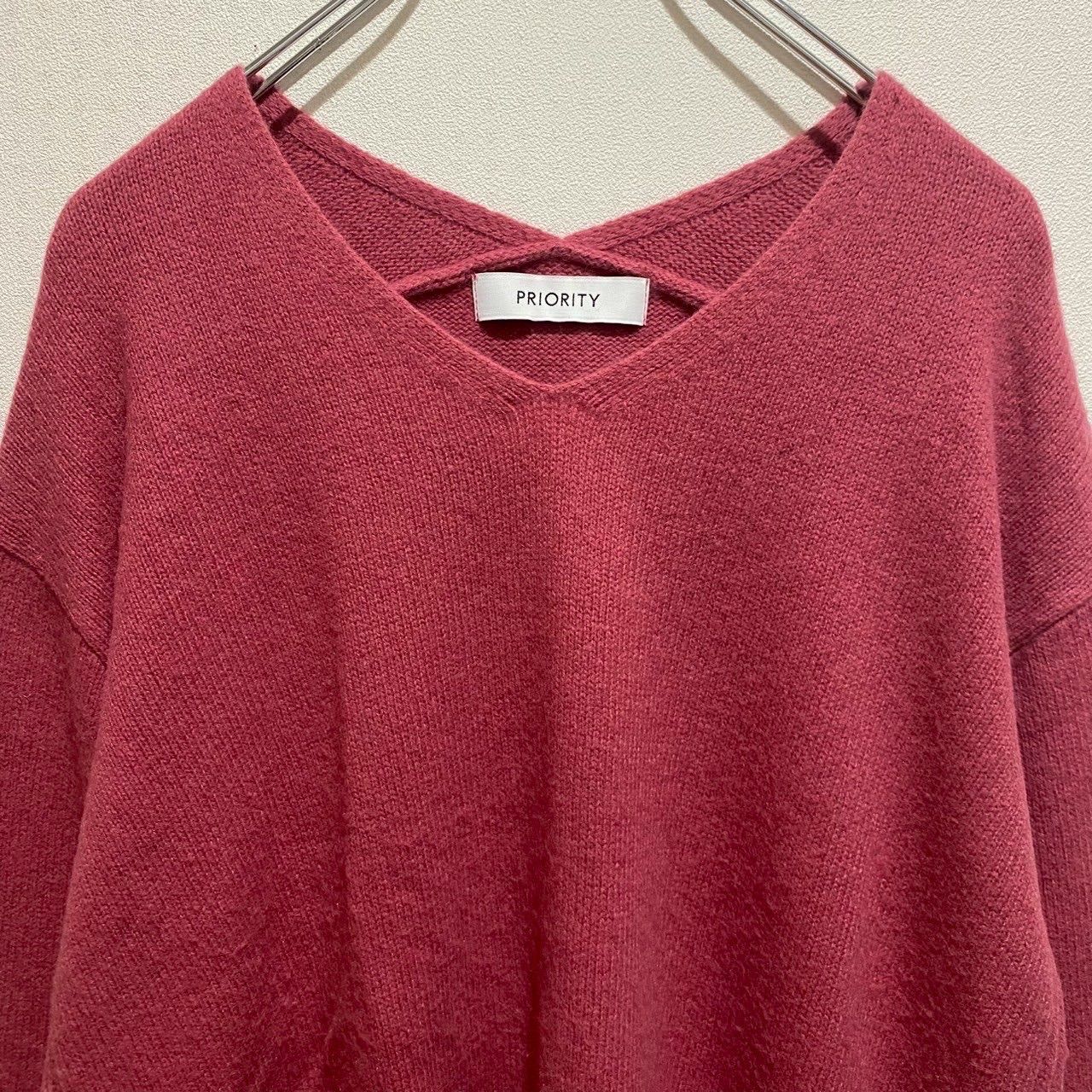 プライオリティ Priority ニット セーター 長袖 38 M 黒 ブラック