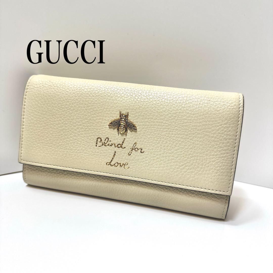 ✨ GUCCI  アニマリエ Bee レザー 長財布 ✨ GUCCI グッチ アニマリエ 長財布 蜂 レザー アイボリー 極美品