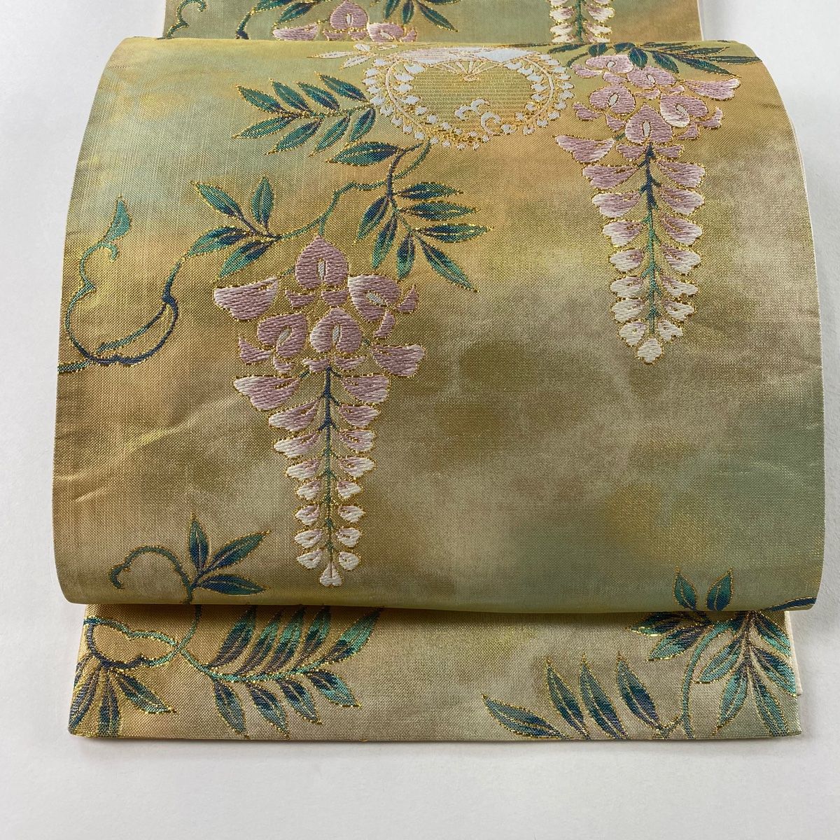 袋帯 秀品 藤 扇 刺繍 金糸 金色 六通 正絹 【中古】 - メルカリ