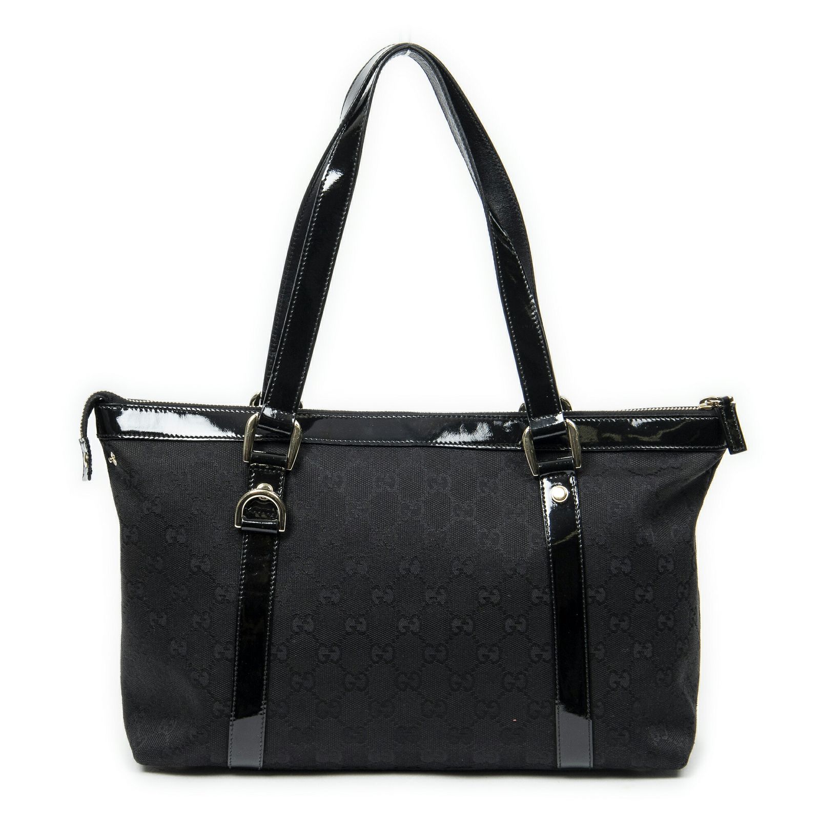 ジップ トート黒GGキャンバスA