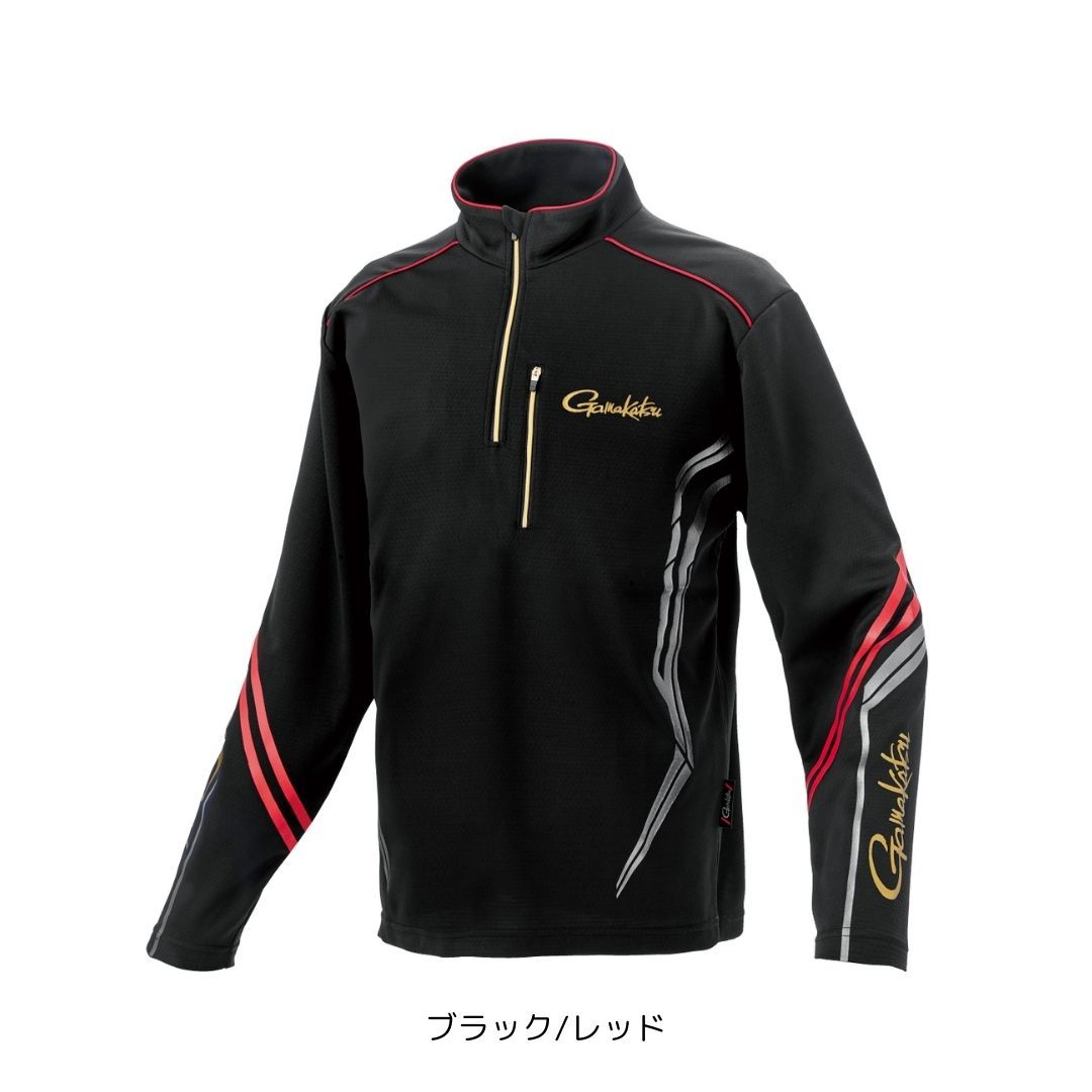 GM3778 UDジップシャツ #3Lサイズ #ブラック/レッド （がまかつ