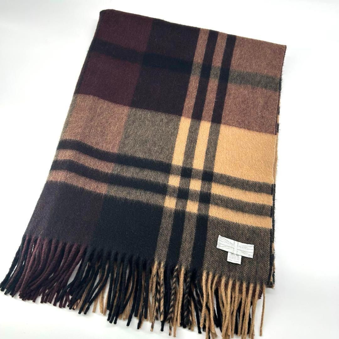 カラー ジョシュアエリス 大判ストール カシミア ブラウン チェック