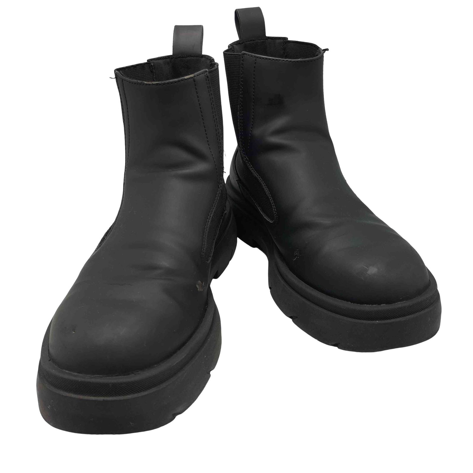 ザラ ZARA RUBBERISED CHUNKY ANKLE BOOTS フェイクレザー サイドゴアブーツ  メンズ EUR：39 