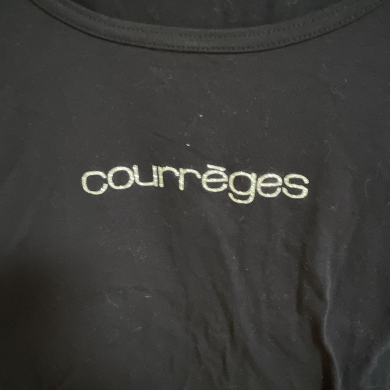 courreges クレージュ 日本製 9R ブラック ロゴプリントTシャツ - メルカリ