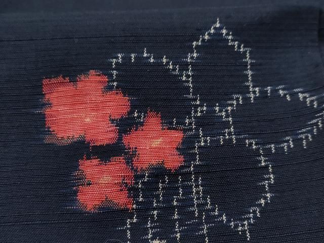 平和屋着物▽上質な紬 単衣 舞葉文 正絹 逸品 AAAZ2341jh