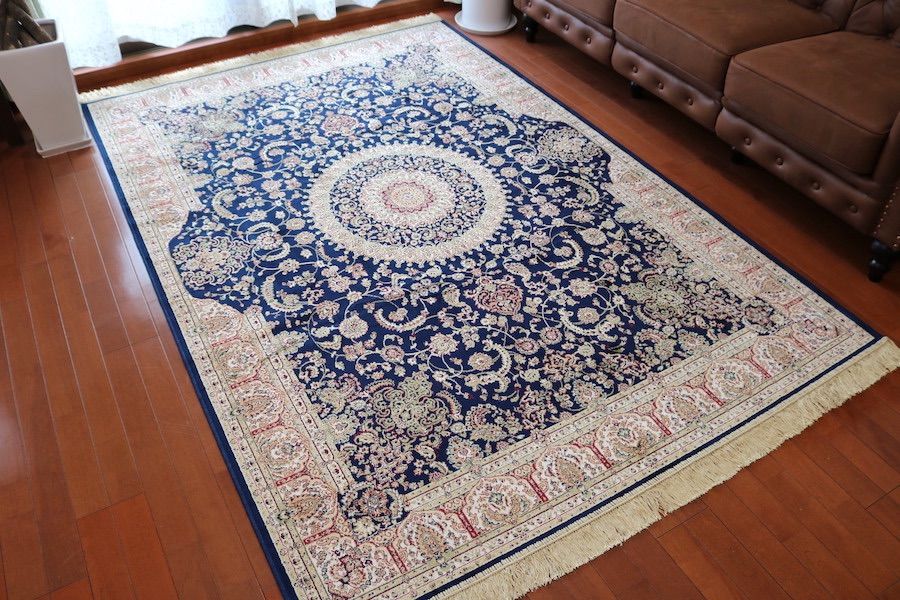 ペルシャ柄絨毯 160×230 新品未使用 絨毯 カーペット 訳あり ペルシャ柄絨毯 160×230 新品未使用 ラグ カーペット ネイビー
