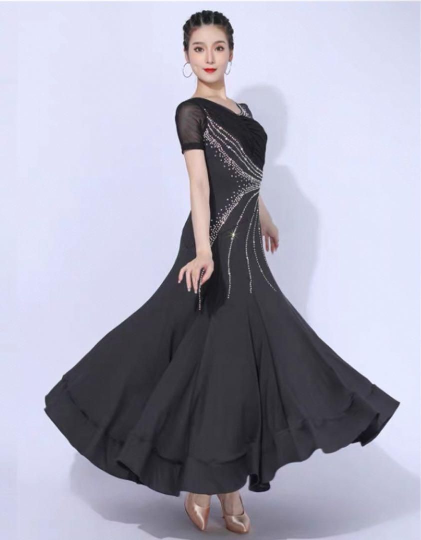 綺麗 ♥ ストーン付きスタンダード向きワンピース 後ろファスナーで練習も楽々 【激安通販】