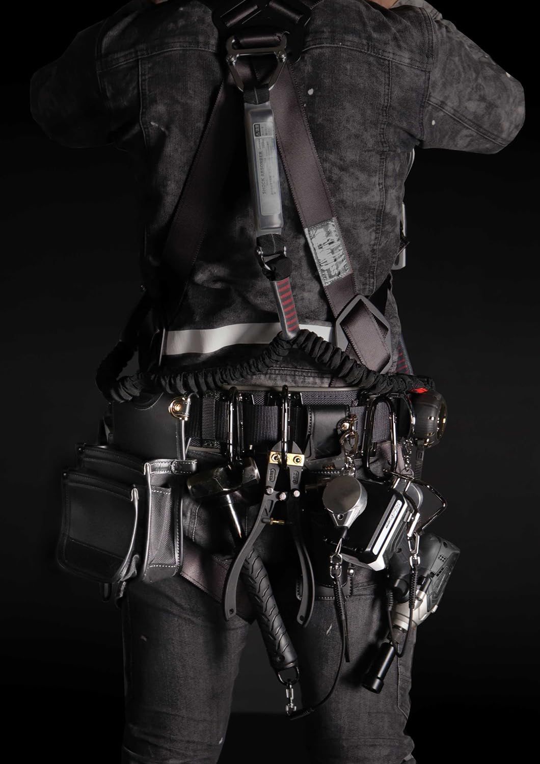 フジ矢 建築薄型腰袋 2段 黒金 LIGHT PU LEATHER SERIES AB-42BG