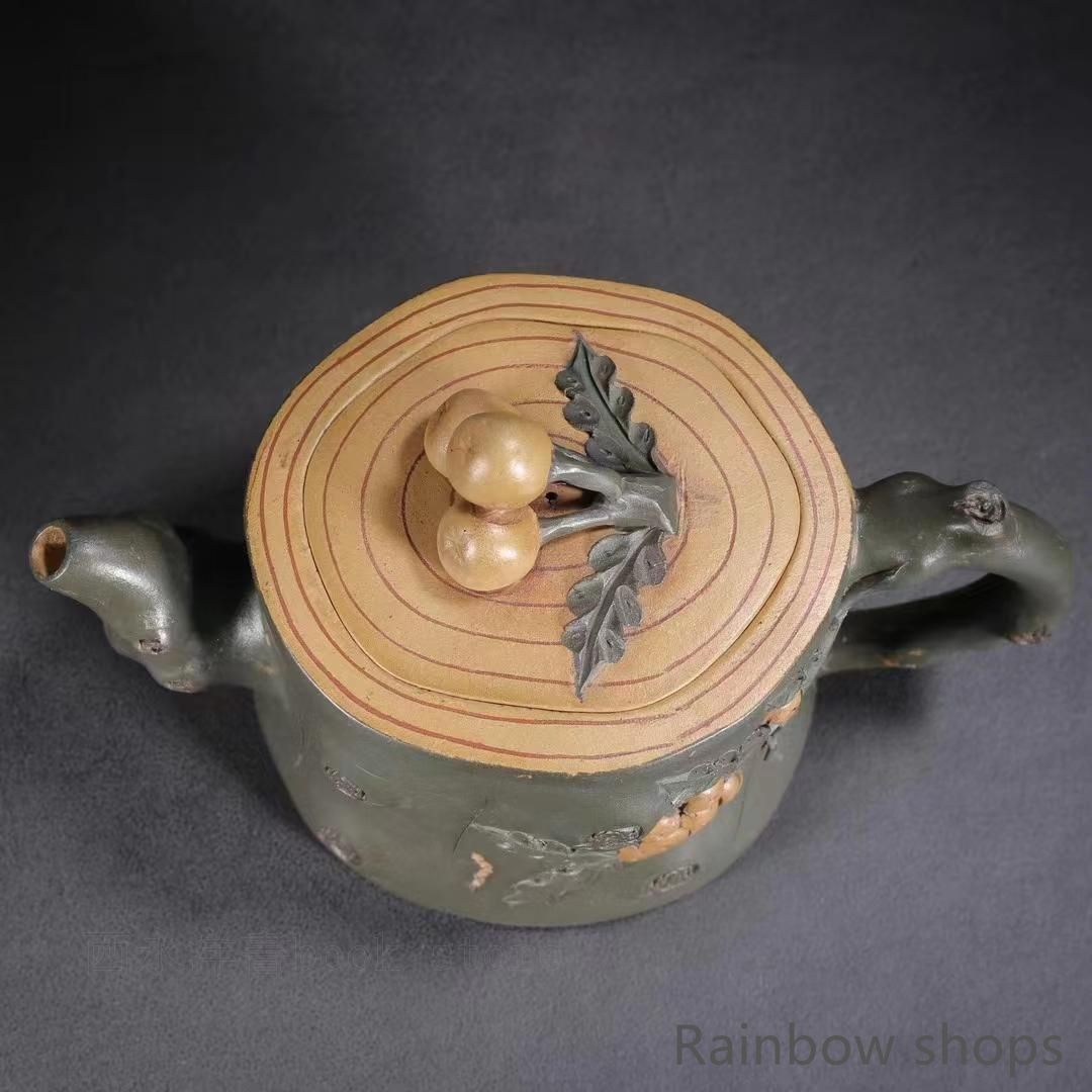 中国古美術・宜興原鉱段泥 枇杷壺・紫砂壺・底款:蒋蓉・朱泥・急須・茶道具・置物 新品未使用】中国古美術・宜興原鉱段泥 枇杷壺・紫砂壺・底款:蒋蓉・朱