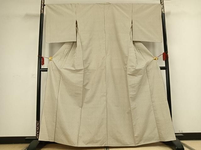 平和屋着物▽上質な紬　単衣　縞　正絹　逸品　AABB2369fy 平和屋着物▽上質な紬 単衣 縞 正絹 逸品 AABB2369fy 平和屋着物