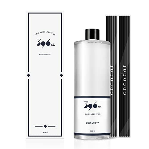 詰め替え用500ml 1個_ブラックチェリー 396 st.リードディフューザー 詰め替え用オイル500ml ファイバー製リードスティック10本付き ブラックチェリー (Black Cherry) ルームフレグランス - プレゼン