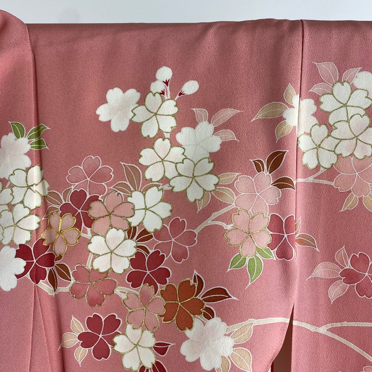 振袖 身丈168cm 裄丈67cm M 袷 千總 誰が袖好み 誰が袖 草花 金彩 金糸 ピンク 正絹 逸品 中古