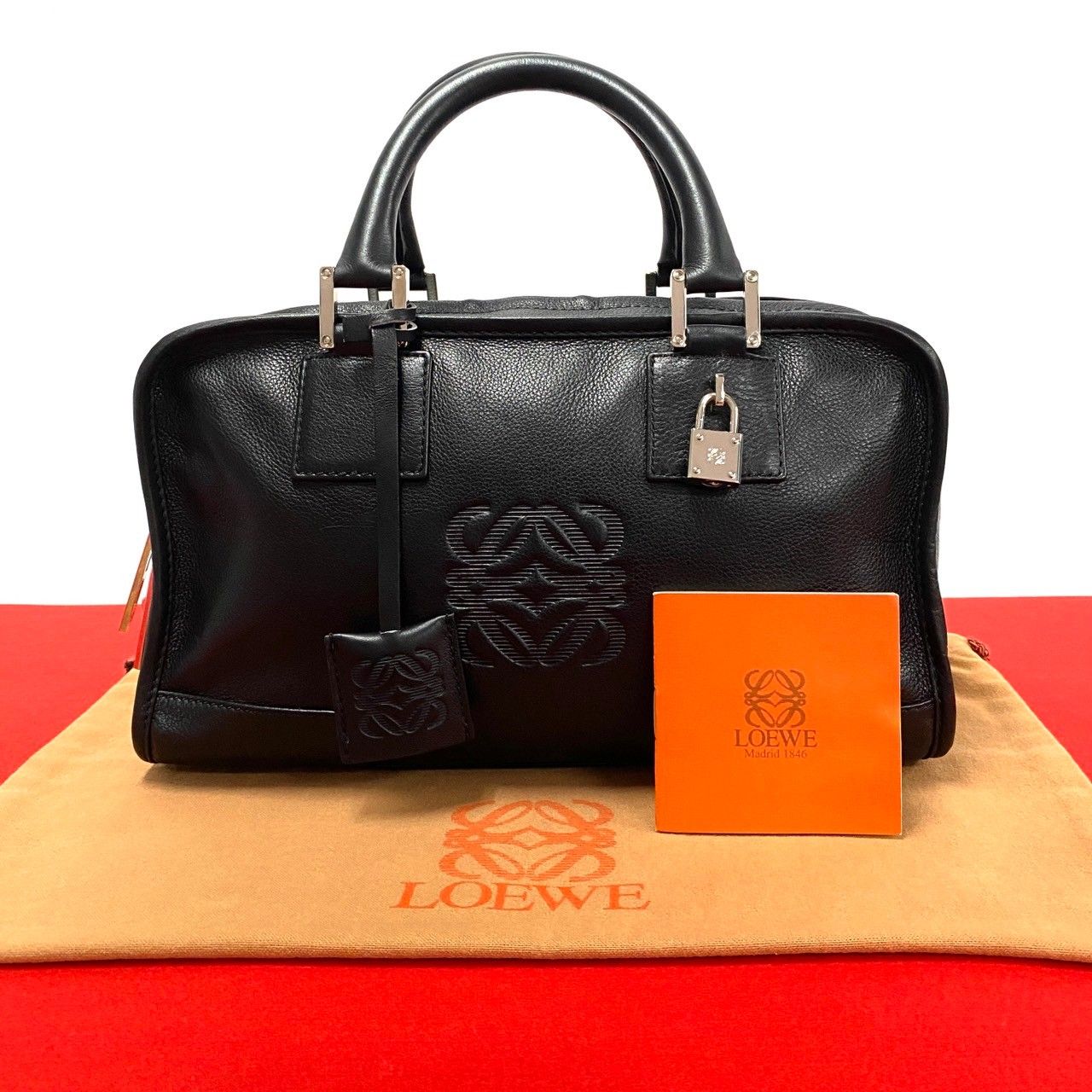 ほぼ未使用 希少品 LOEWE ロエベ アマソナ 28 アナグラム ロゴ レザー 