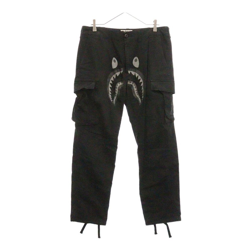 A BATHING APE アベイシングエイプ SHARK DENIM PANTS シャークプリント カーゴパンツ ブラック 001PTG801010X