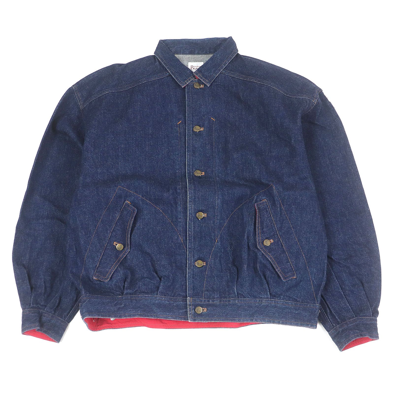 美品□Papas パパス コットン100％ バックロゴプリント 金ボタン