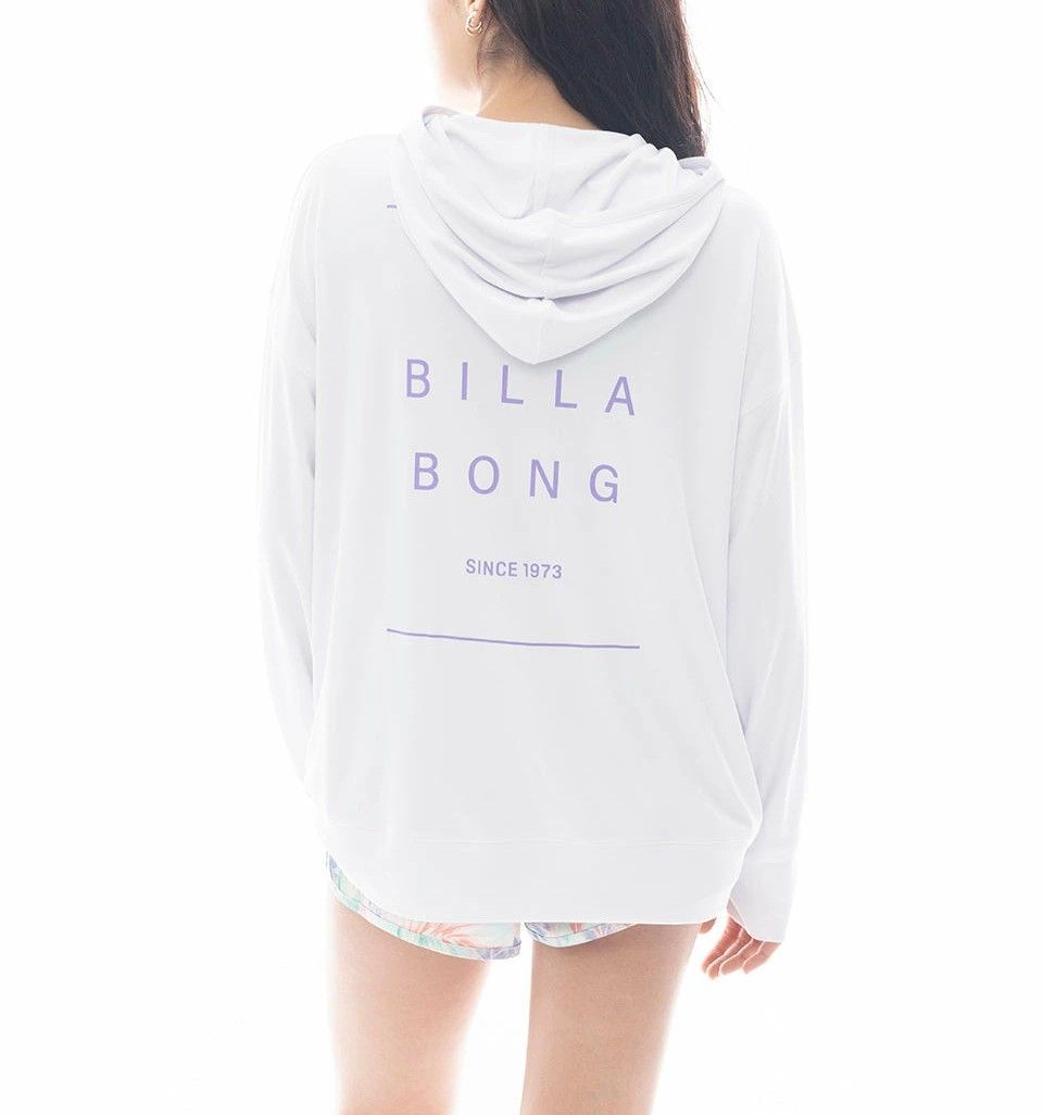 2025春夏 BILLABONG|ビラボン 水陸両用 ZIP UP HOODED LOGO LOOSE RASHGUARD ジップラッシュガード WHT レディース BF013852