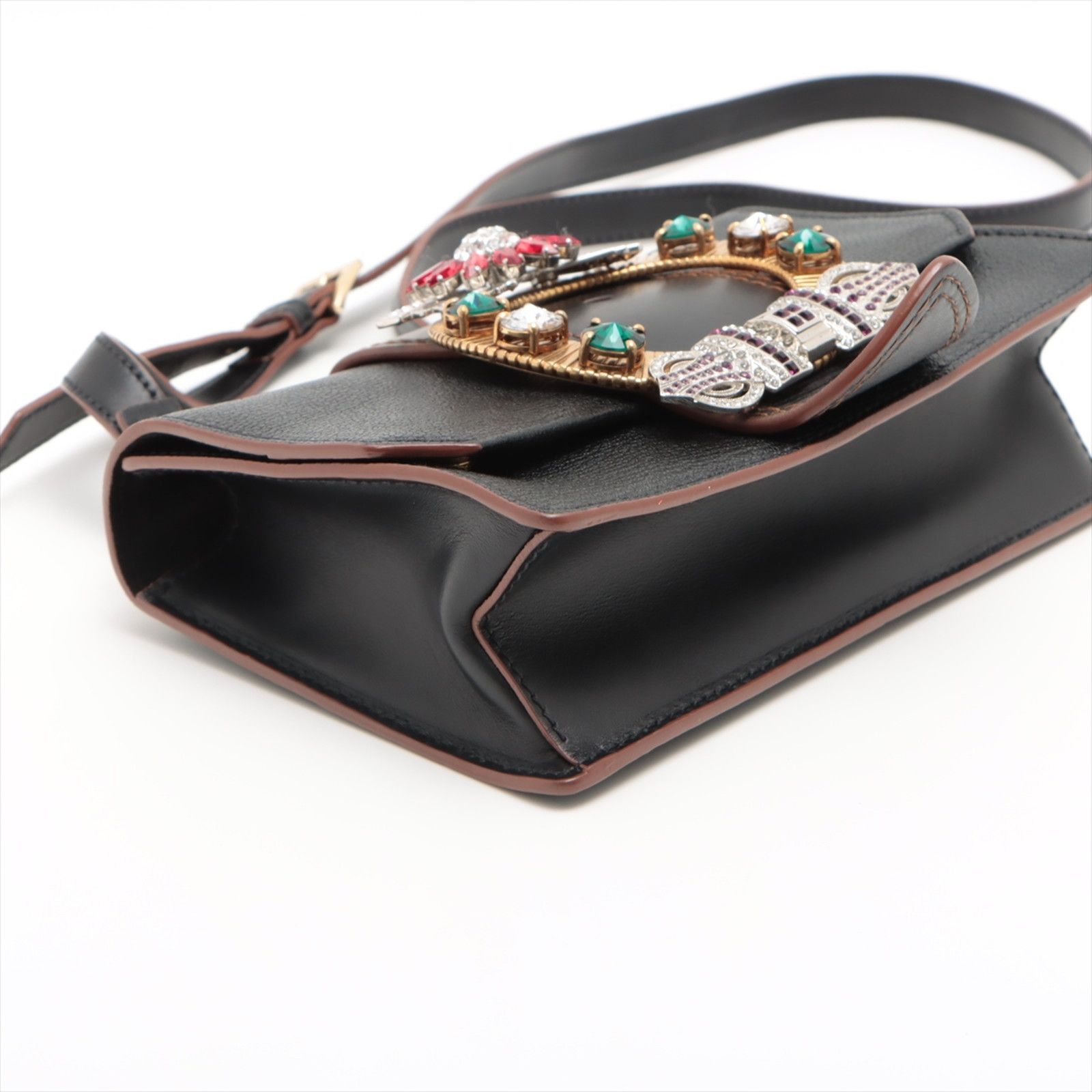 極美品 ミュウミュウ マドラス レザー ビジュー カラー ストーン 極美品 ミュウミュウ マドラス レザー ビジュー カラー ストーン