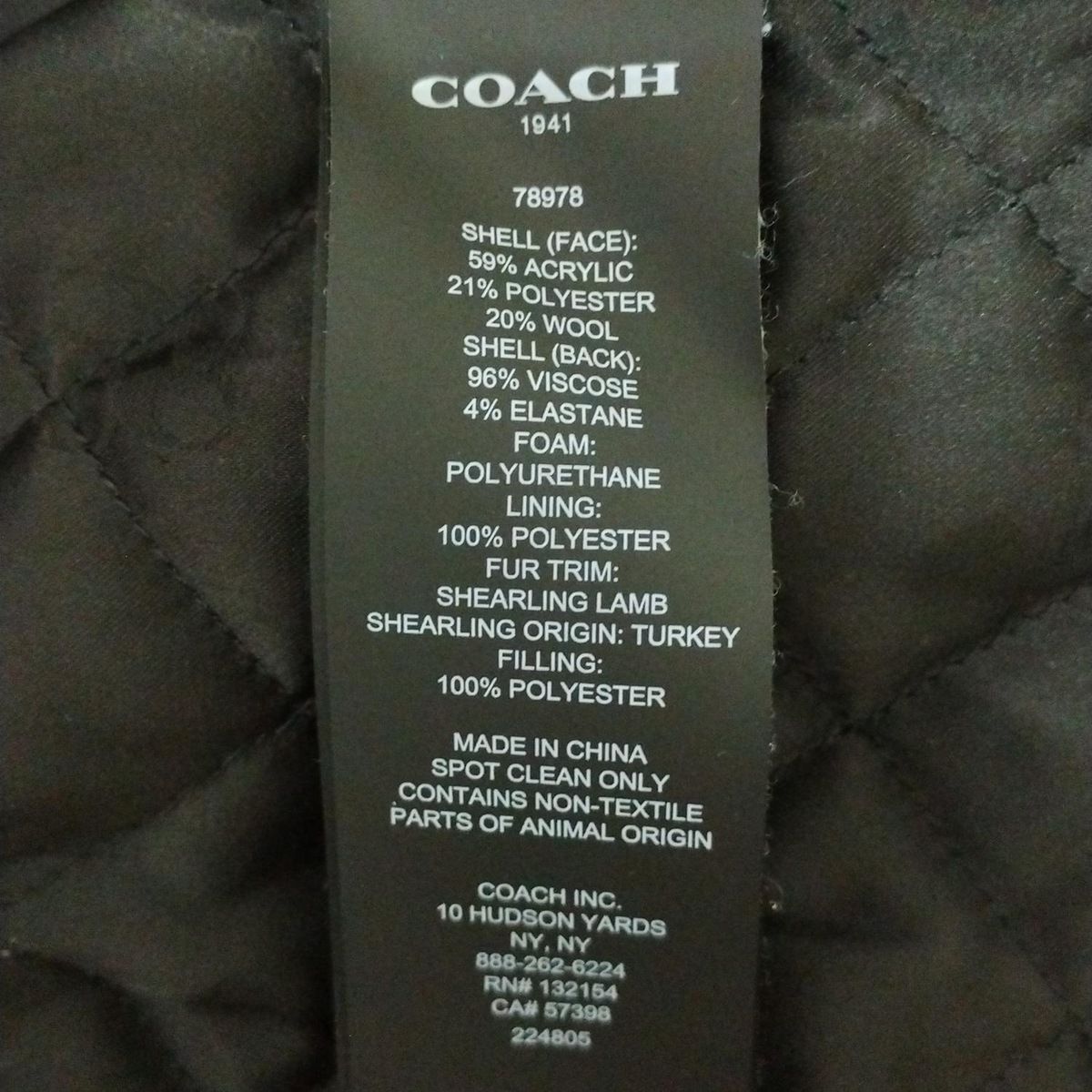 COACH コーチ コート サイズ0 XS レディース - 78978 グレー×黒 長袖 中綿 冬 GULLKHAN_COM