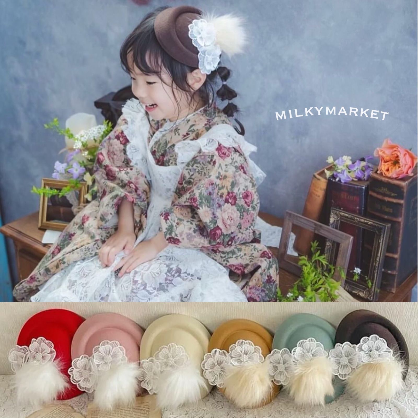 美品　七五三 3歳女の子 着物　キャサリンコテージ　気品トーク帽　髪飾り付き 美品 七五三 3歳女の子 着物 キャサリンコテージ 気品トーク帽