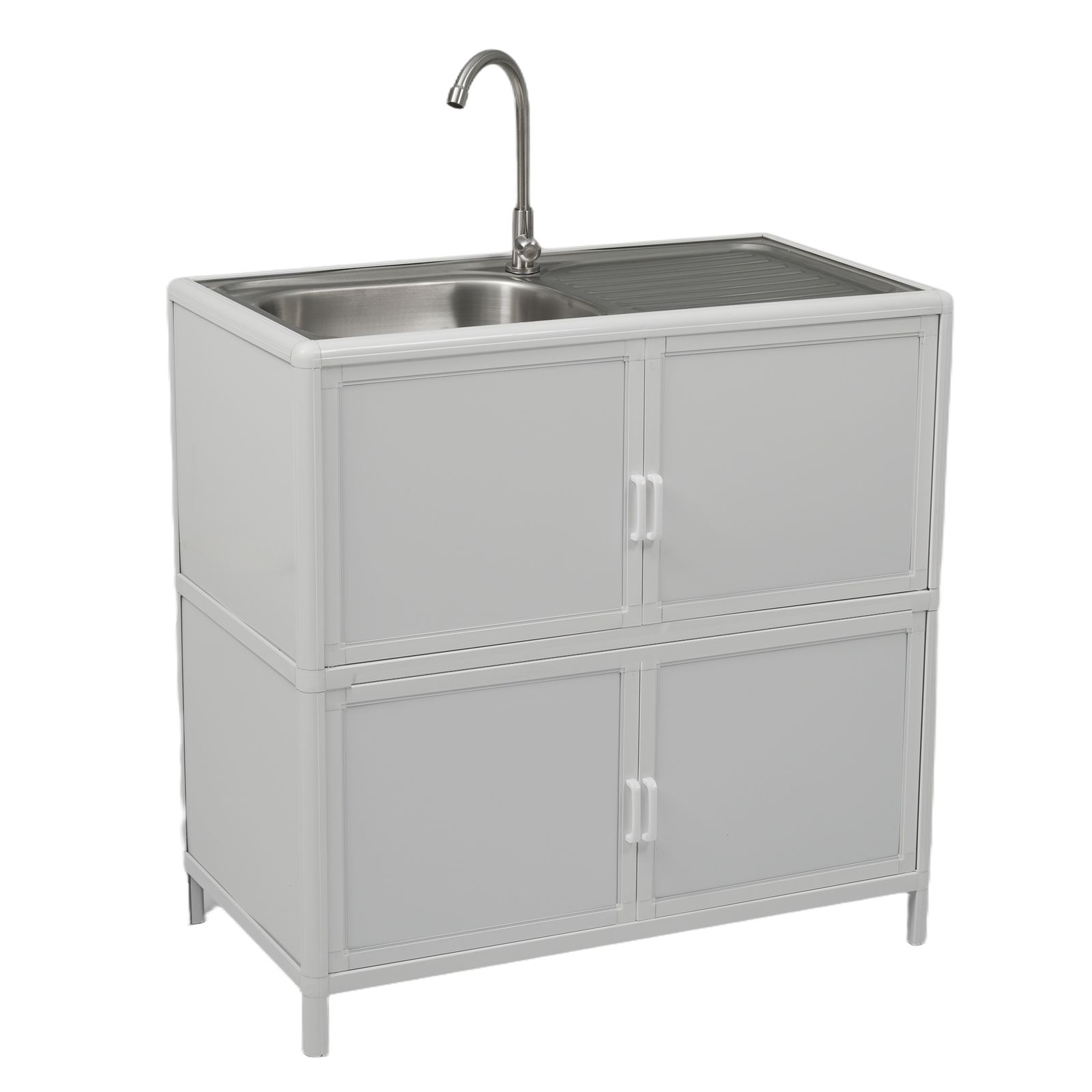 ステンレス 1槽シンク 業務用 厨房 バックガード付き 流し台 蛇口2個