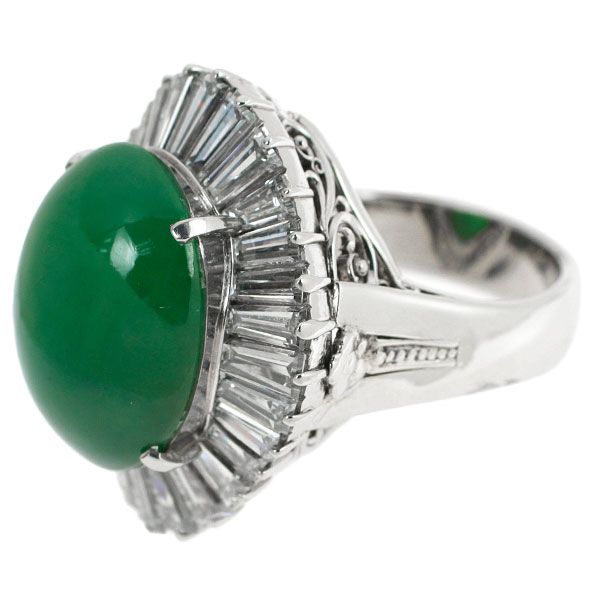 Pt900 翡翠 ダイヤモンド リング 16.61ct D4.30ct