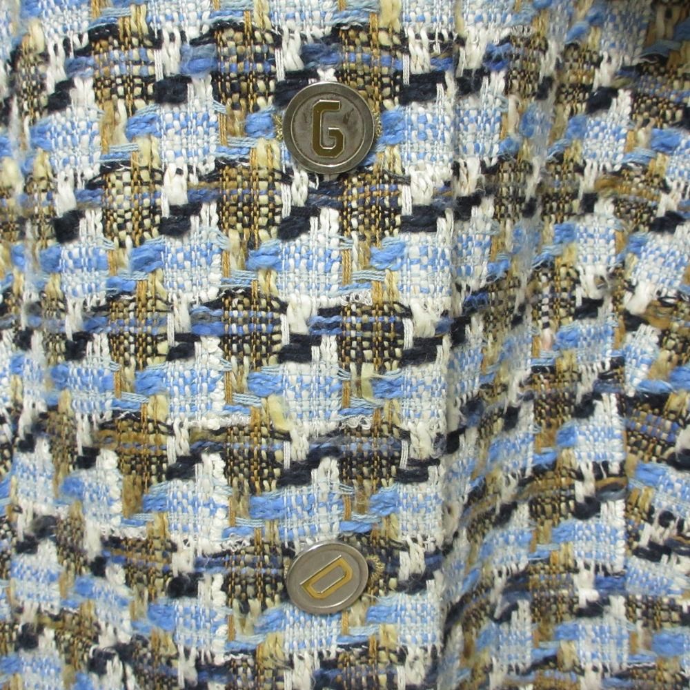DOLCE-GABBANA ドルチェ-ガッバーナ ツイード デニム コンビ ジャケット 44 ブルー レディース 古着 NICORILABO_COM