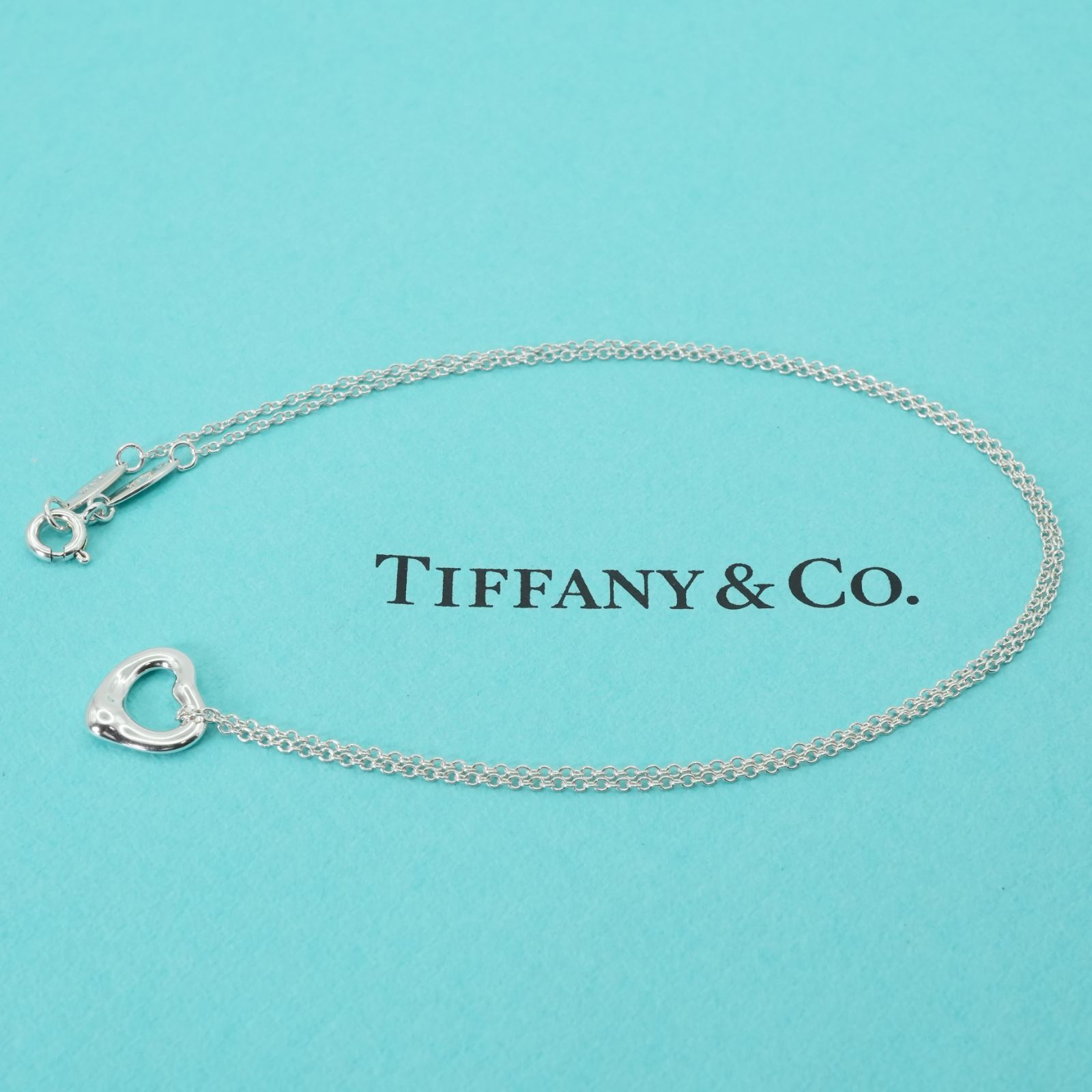 極美品11mm ティファニー オープンハート シルバー ネックレス/25-445