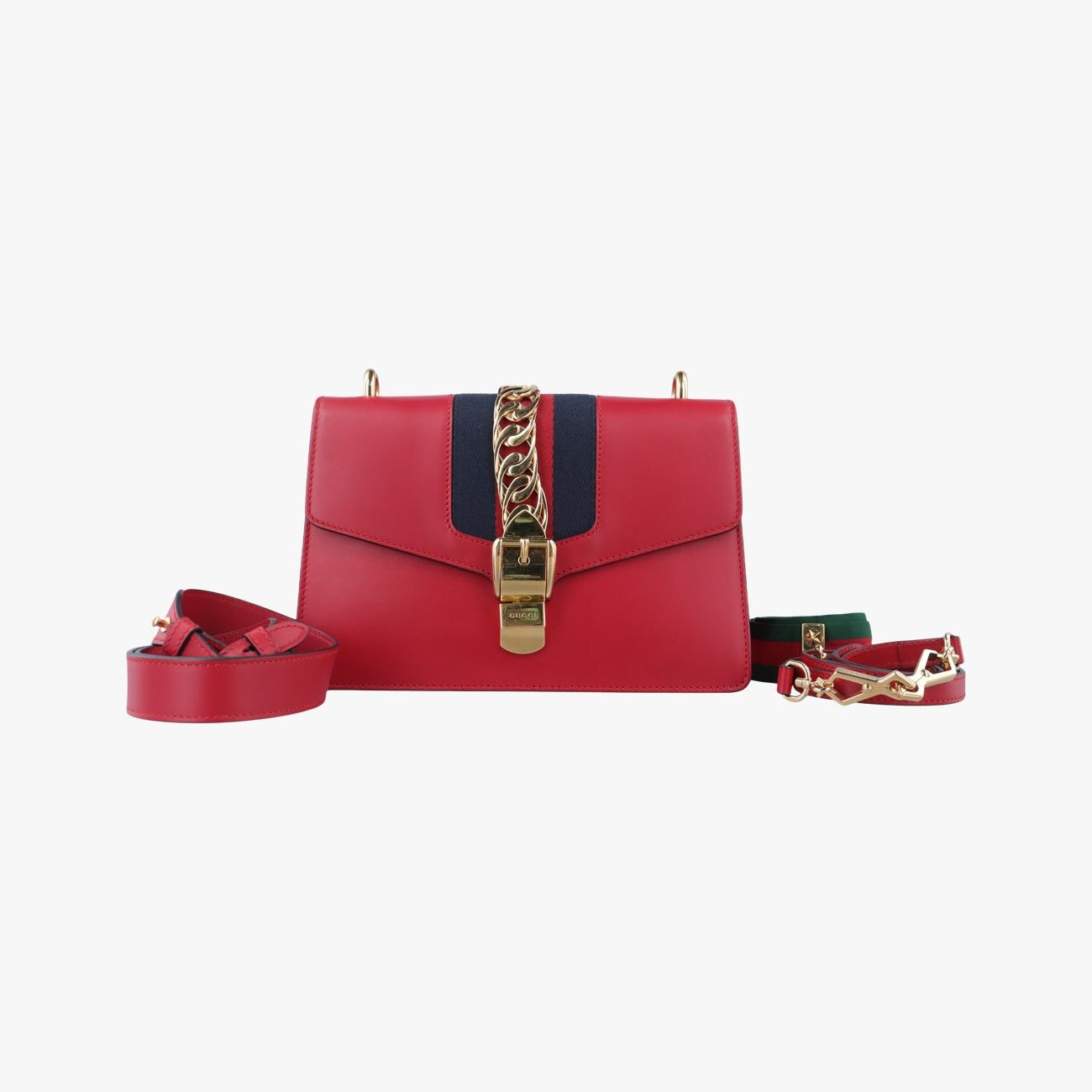 グッチGucciシルヴィレッド×ネイビーレザー421882I023030035