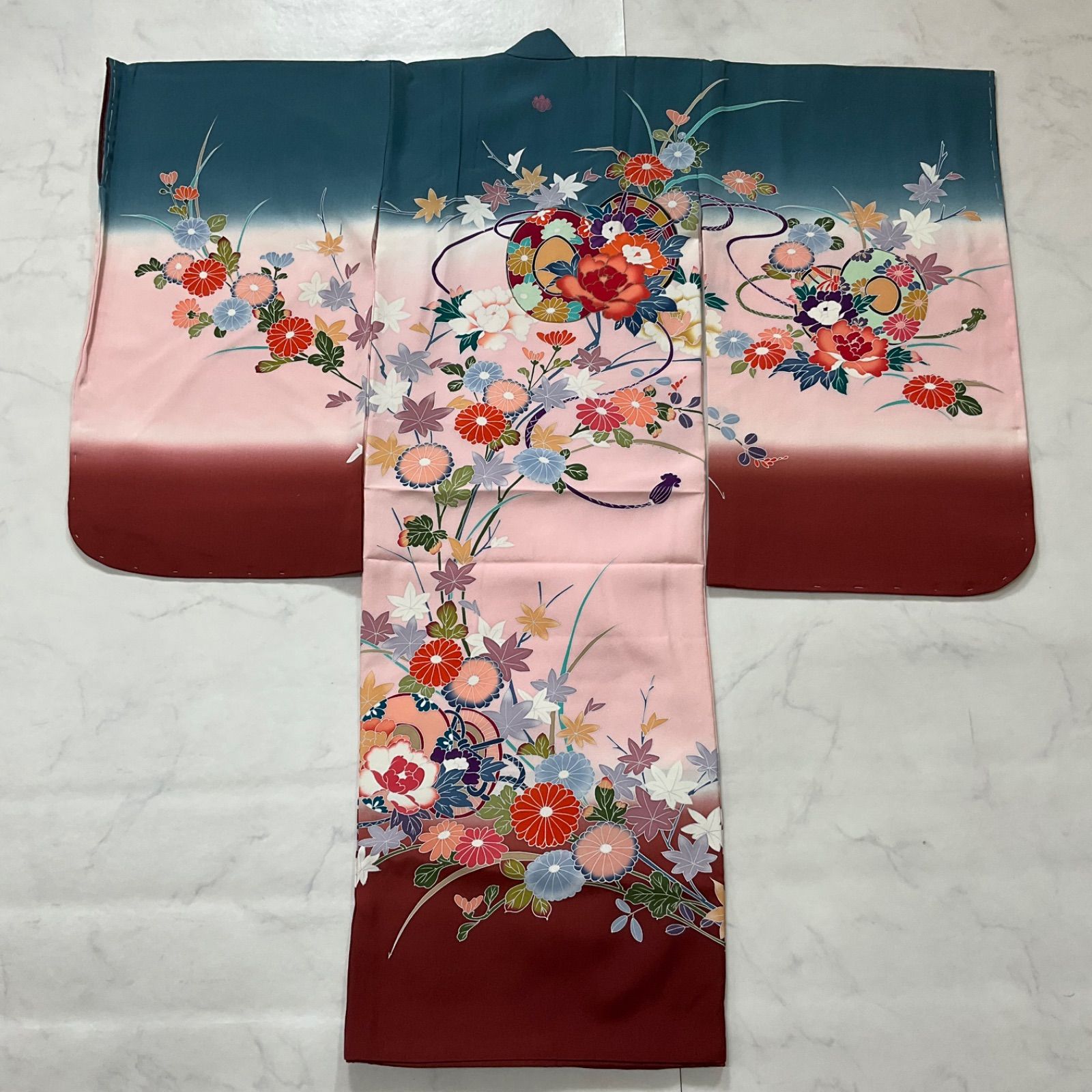kimono+one◇3〜5歳用◇子供着物◇友禅◇正絹◇七五三◇仕付け糸付き