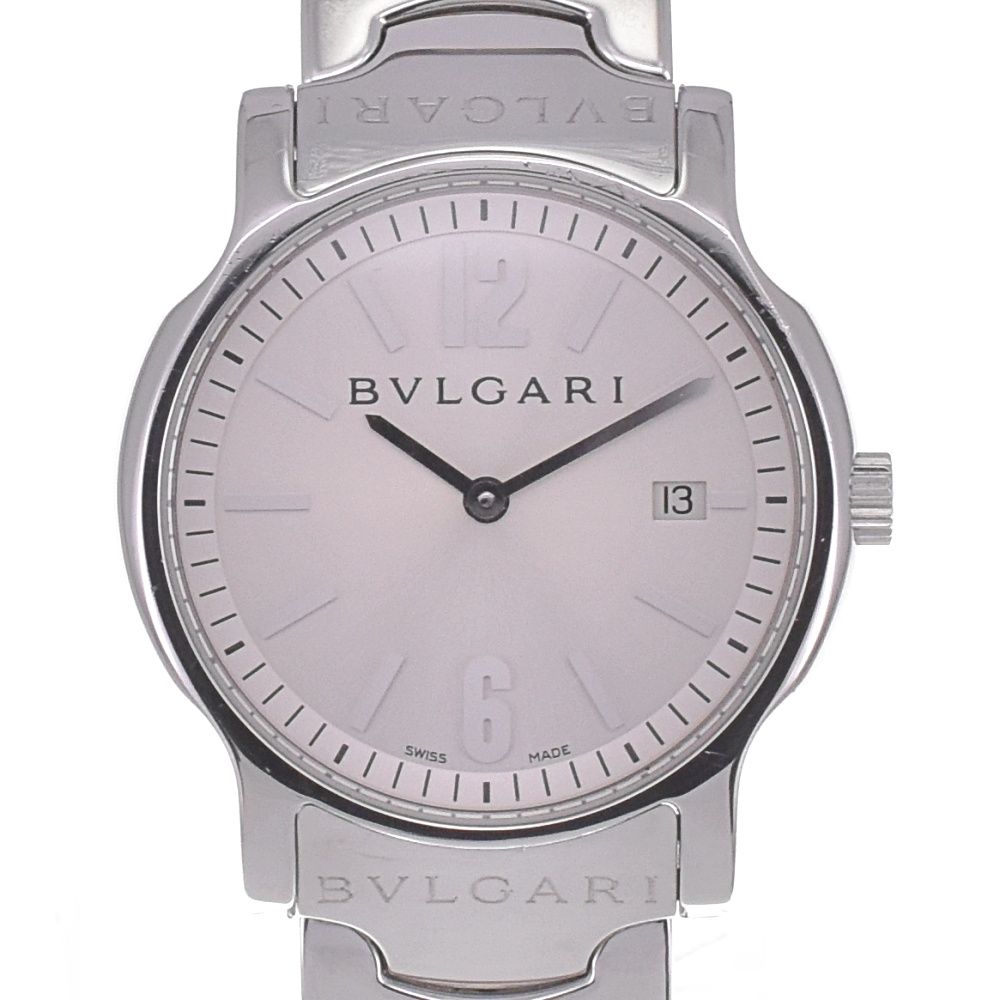 BVLGARI(ブルガリ) 腕時計■美品 ソロテンポ ST29S レディース 革ベルト 黒×シルバー ブルガリ ソロテンポ 腕時計 時計 ブルガリ ステンレススチール ST29S