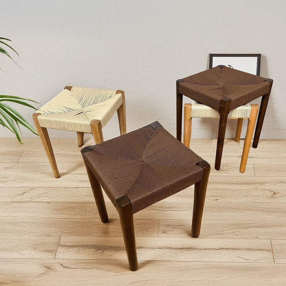 未使用・新品｜ペーパーコード スツール（ブラウン）北欧風 / ナチュラル ノルディック風 スツール 北欧 ペーパーコード スタッキングスツール