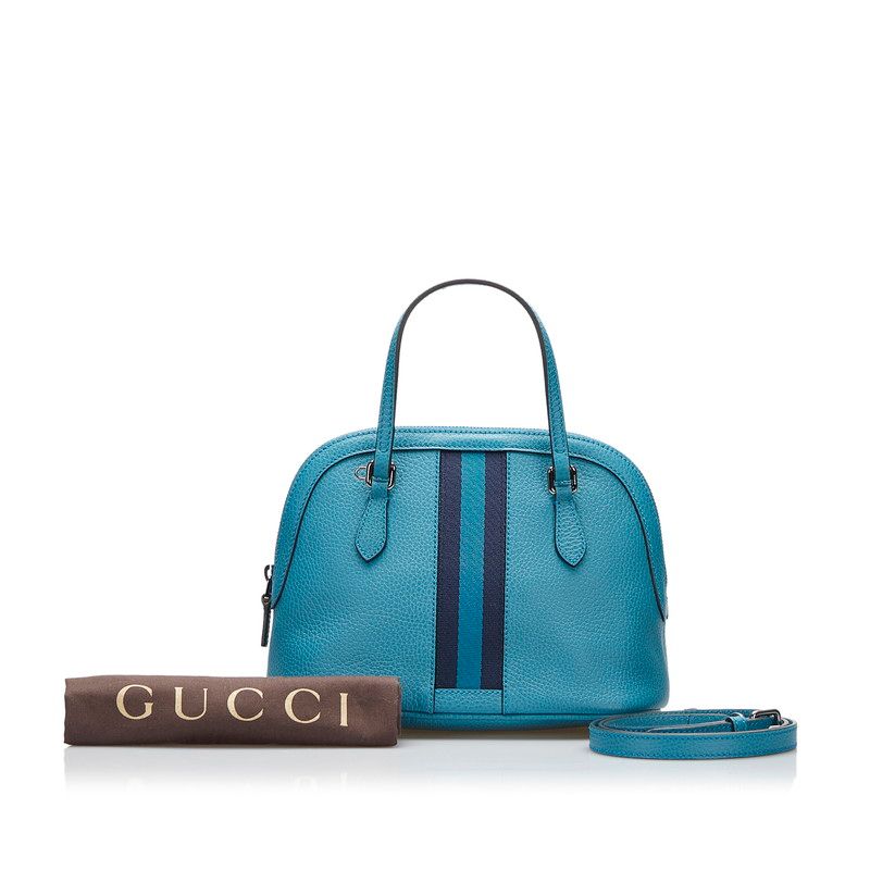 グッチ シェリーライン ハンドバッグ ショルダーバッグ 2WAY 341504 ブルー レザー レディース GUCCI【1-0094685】 -  メルカリ