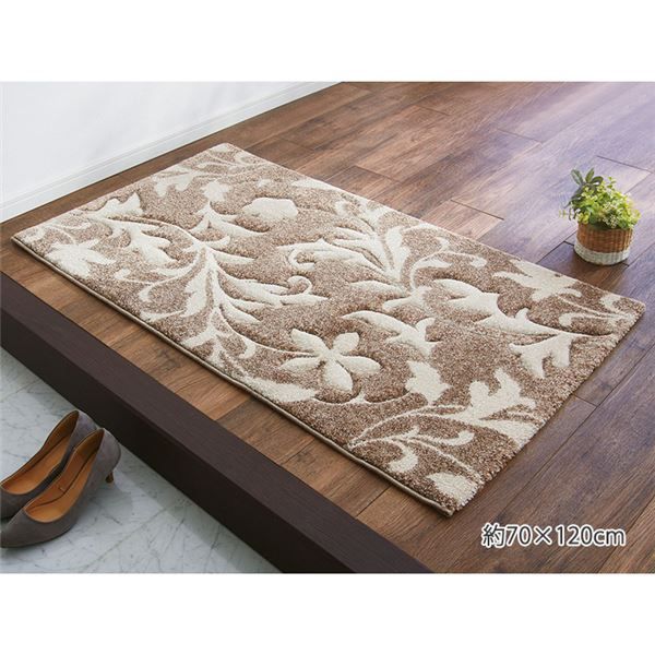 玄関マット 約70×120cm ベージュ 抗菌 防臭 消臭 ウィルトン織 トルコ