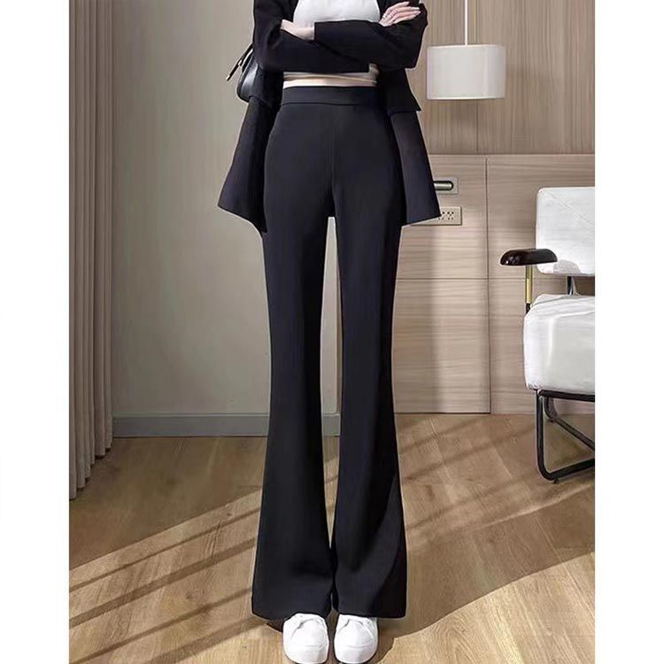 ストレッチ フレア パンツ 通勤 ベルボトム ストレッチバンツ 黒